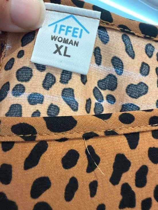 Leopard Print Tie-Waist Dress - Rust & Black - Picture 3 of 4